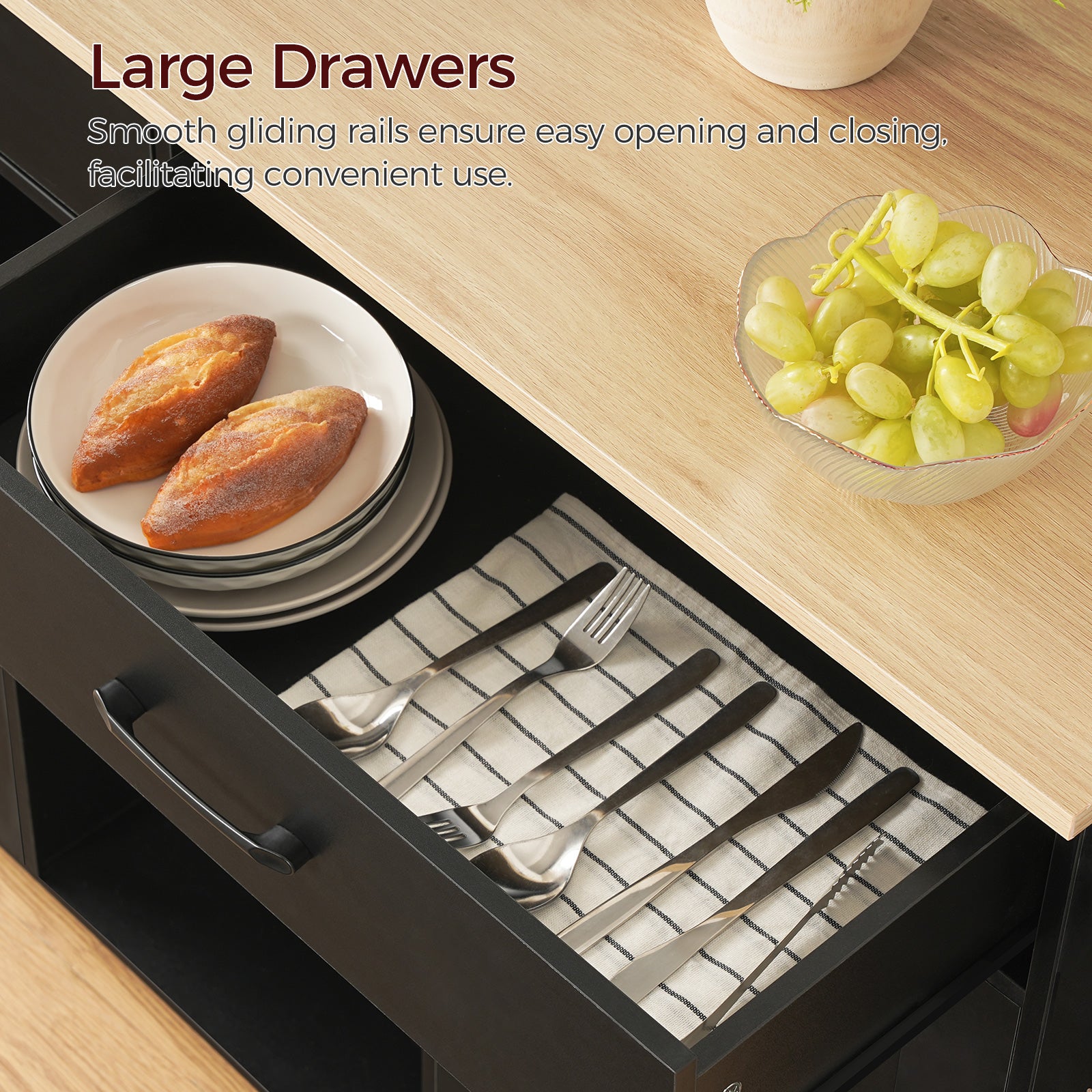 ample space for storage for kitchen 
island