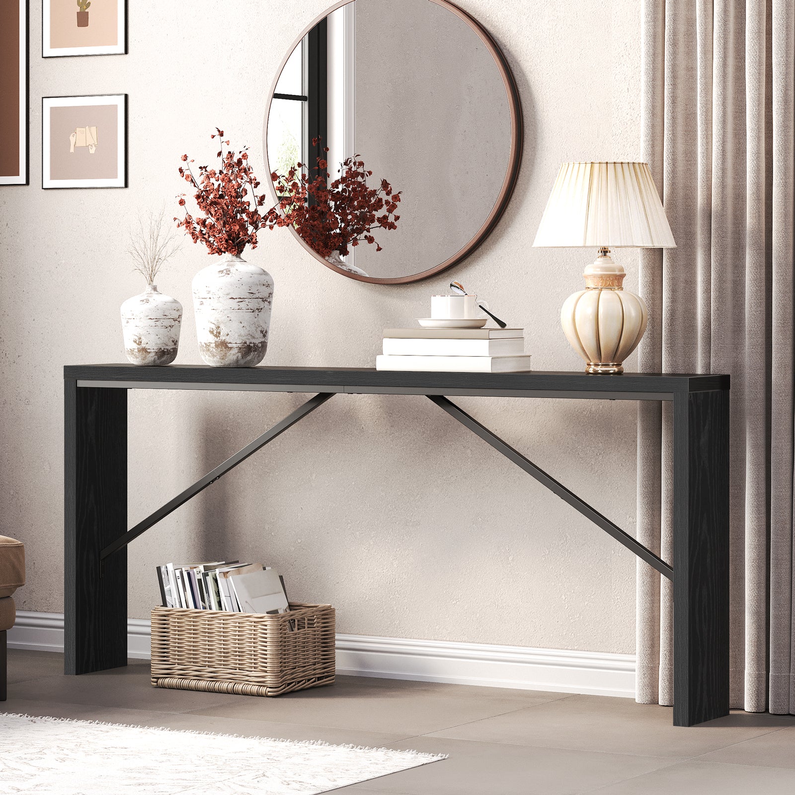 wooden console table for living room