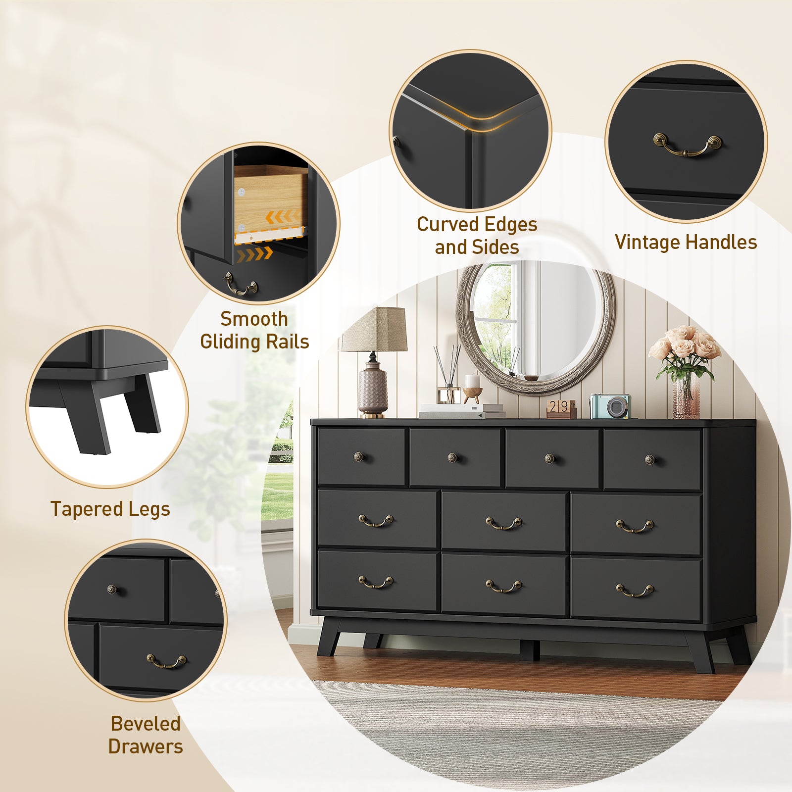 Modern Wooden Bedroom Dresser – Stylish modern wooden dresser perfect for bedroom storage.