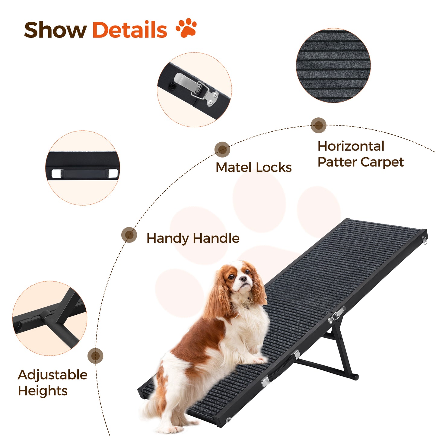 MAHANCRIS 47.8'' Long Portable Dog Stair Ramp