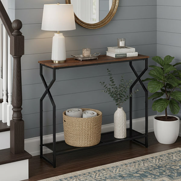 MAHANCRIS 2 Tier Rustic Brown Console Table for Entrance, Living Room, Hallway