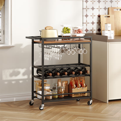 MAHANCRIS 3-Tier Serving Cart with Wine Rack