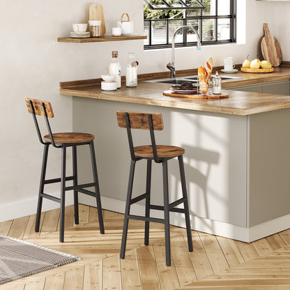 MAHANCRIS Set of 2 Modern Round Bar Stools with Backrest