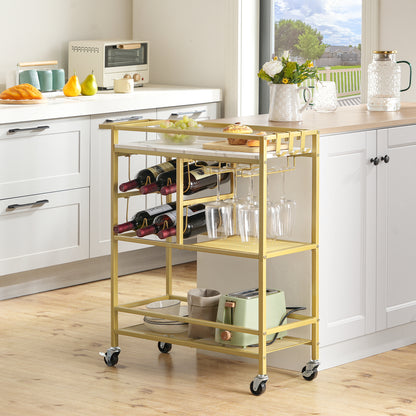 MAHANCRIS 3-Tier Rolling Bar Cart