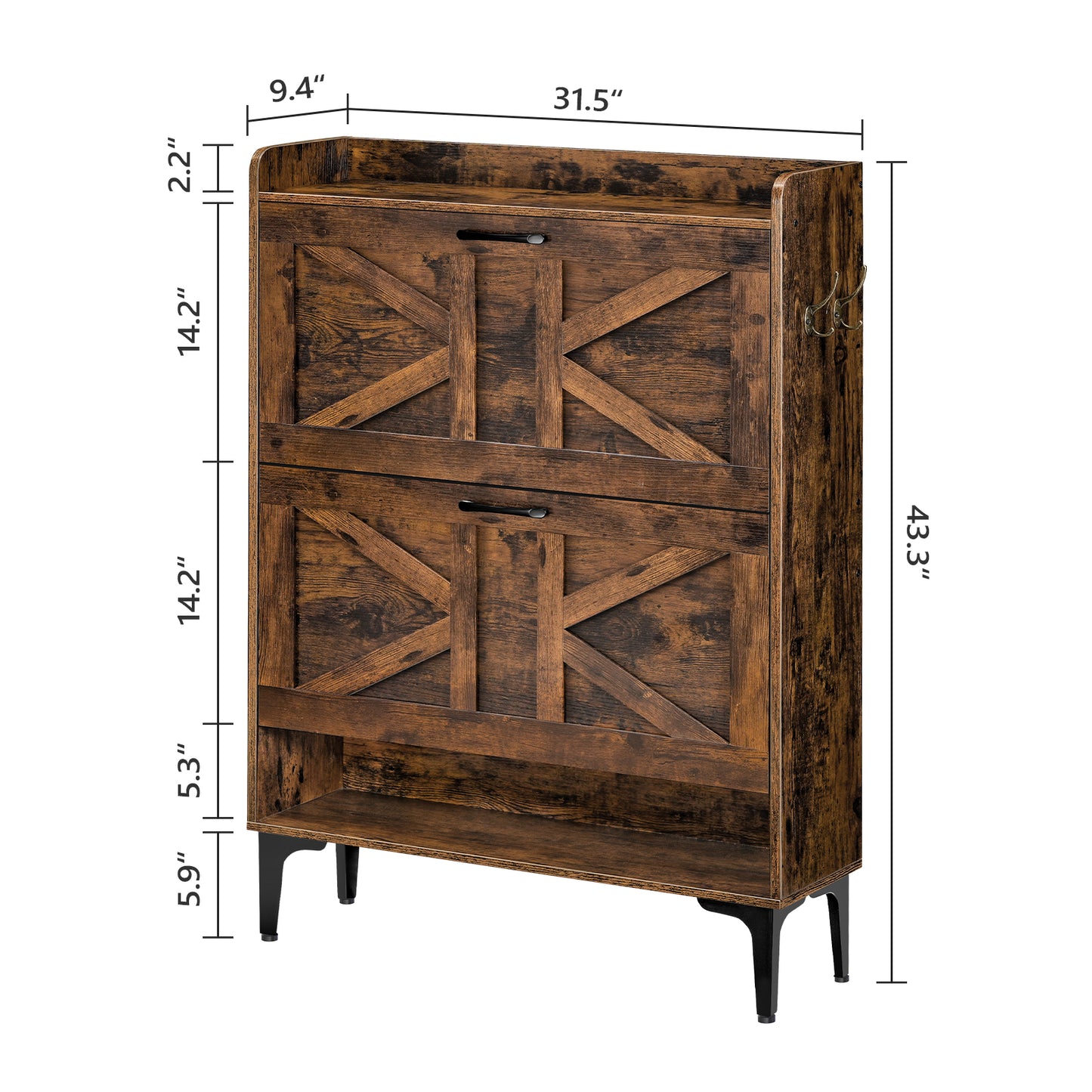 measurements of 31.5 inches shoe cabinet