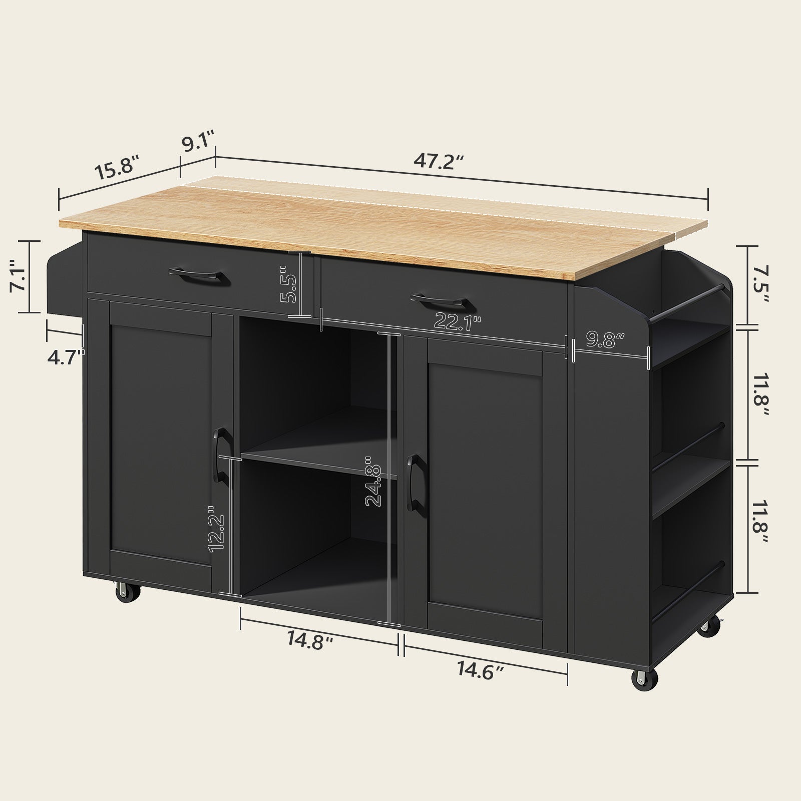 modern kitchen island measurements