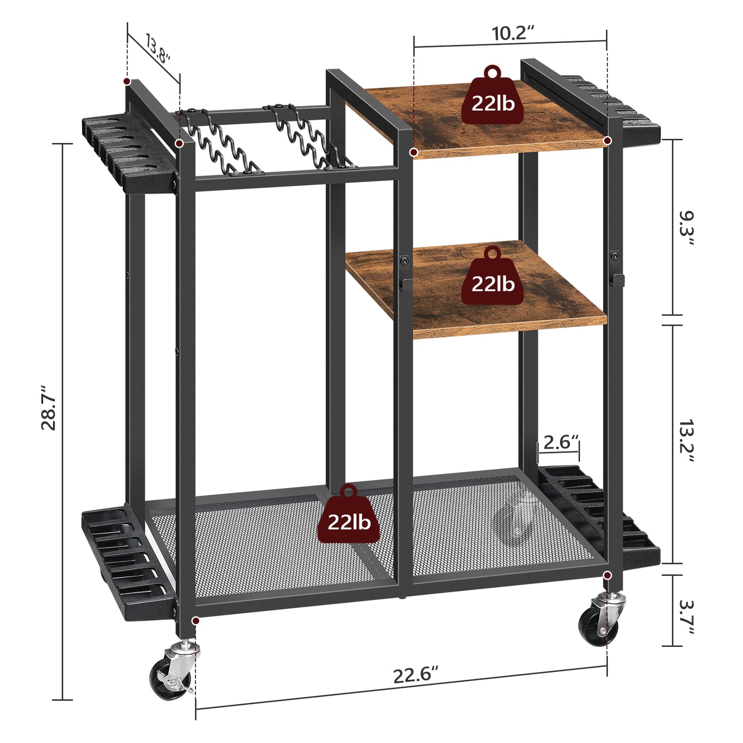 MAHANCRIS 3-Tier Fishing Rod Holder with Wheels