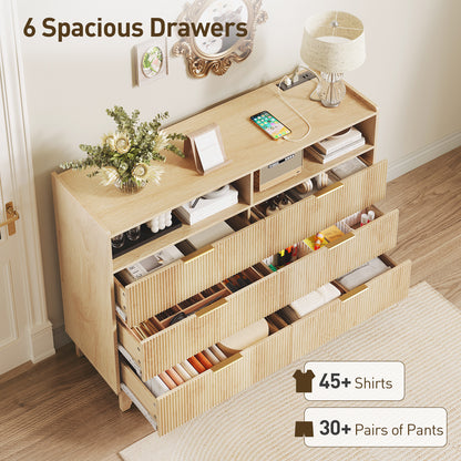 MAHANCRIS Fluted 6 Drawer Dresser
