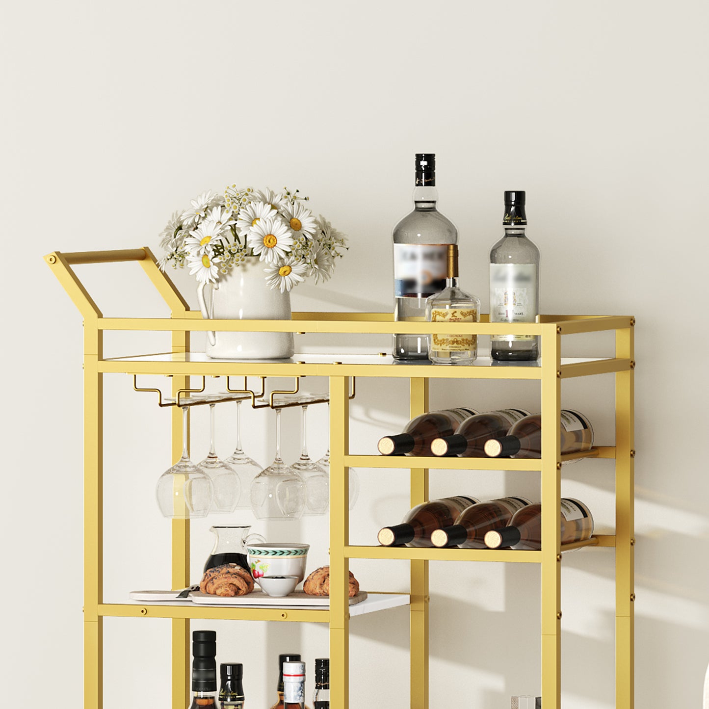 MAHANCRIS 3-Tier Serving Cart with Mirrored Top