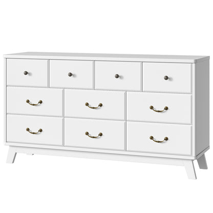 White Wooden 9 Drawer Dresser Storage – White wooden dresser with 9 drawers for efficient storage.